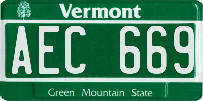 VT license plate AEC669