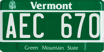 VT license plate AEC670