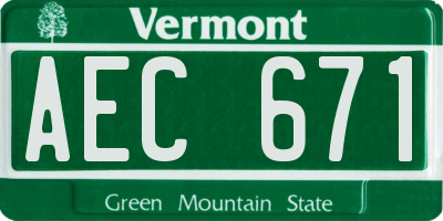 VT license plate AEC671