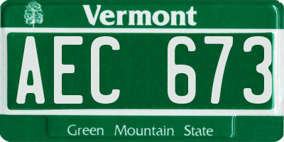 VT license plate AEC673