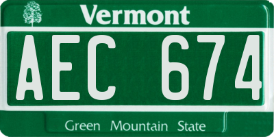 VT license plate AEC674