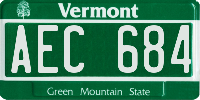 VT license plate AEC684
