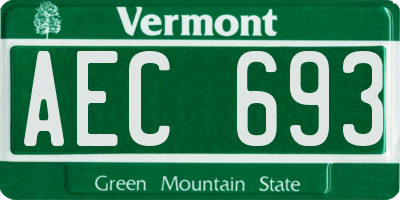 VT license plate AEC693