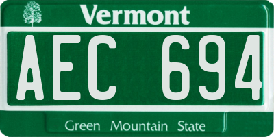 VT license plate AEC694