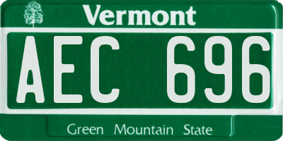 VT license plate AEC696