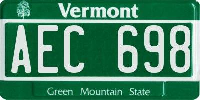 VT license plate AEC698