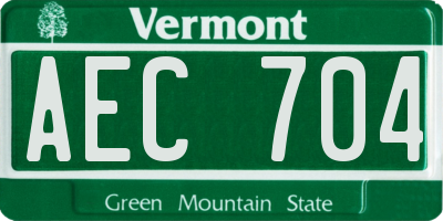 VT license plate AEC704