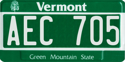 VT license plate AEC705