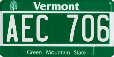 VT license plate AEC706