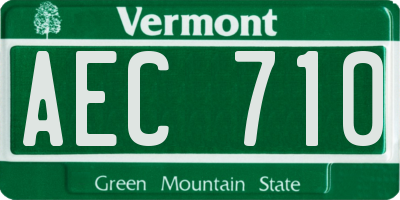 VT license plate AEC710
