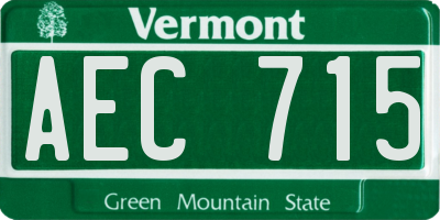 VT license plate AEC715