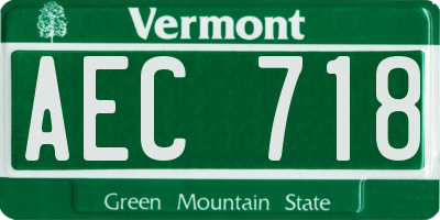 VT license plate AEC718