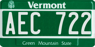 VT license plate AEC722