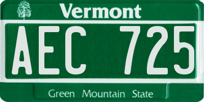 VT license plate AEC725