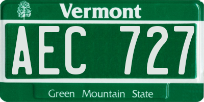 VT license plate AEC727