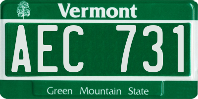 VT license plate AEC731