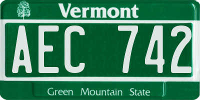 VT license plate AEC742