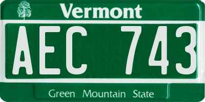 VT license plate AEC743