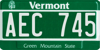 VT license plate AEC745