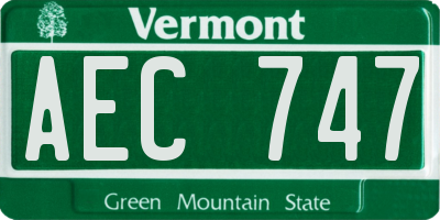 VT license plate AEC747