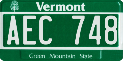 VT license plate AEC748