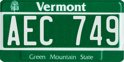 VT license plate AEC749