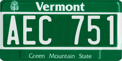 VT license plate AEC751