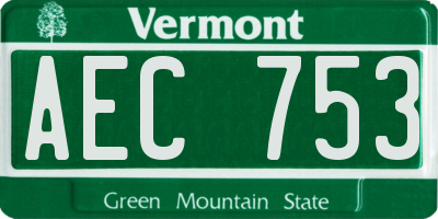 VT license plate AEC753