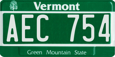 VT license plate AEC754