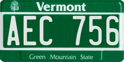 VT license plate AEC756