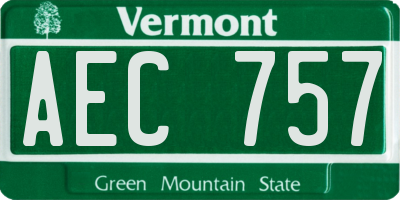 VT license plate AEC757