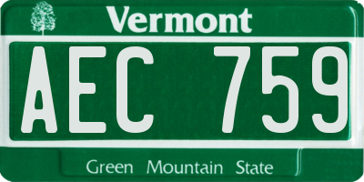 VT license plate AEC759