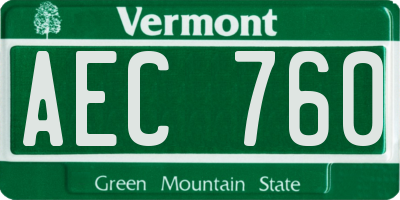 VT license plate AEC760