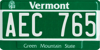 VT license plate AEC765