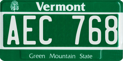 VT license plate AEC768