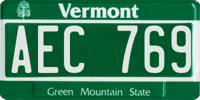 VT license plate AEC769