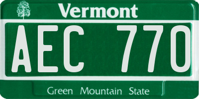 VT license plate AEC770