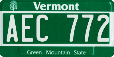 VT license plate AEC772