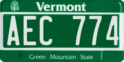 VT license plate AEC774