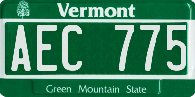 VT license plate AEC775
