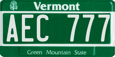 VT license plate AEC777