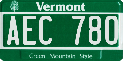 VT license plate AEC780