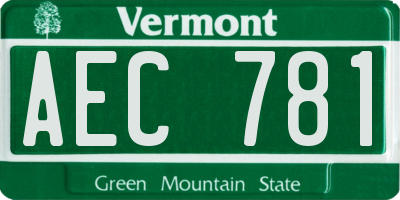 VT license plate AEC781