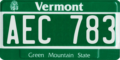 VT license plate AEC783