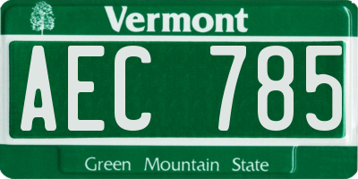 VT license plate AEC785