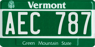 VT license plate AEC787