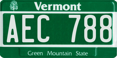 VT license plate AEC788