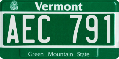 VT license plate AEC791