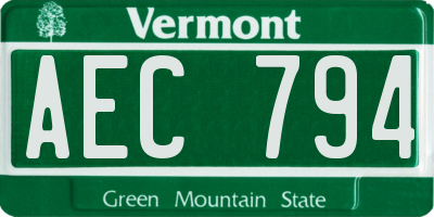 VT license plate AEC794