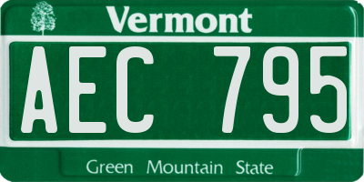 VT license plate AEC795